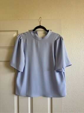 Light Blue RO&DE Puff Sleeve Blouse